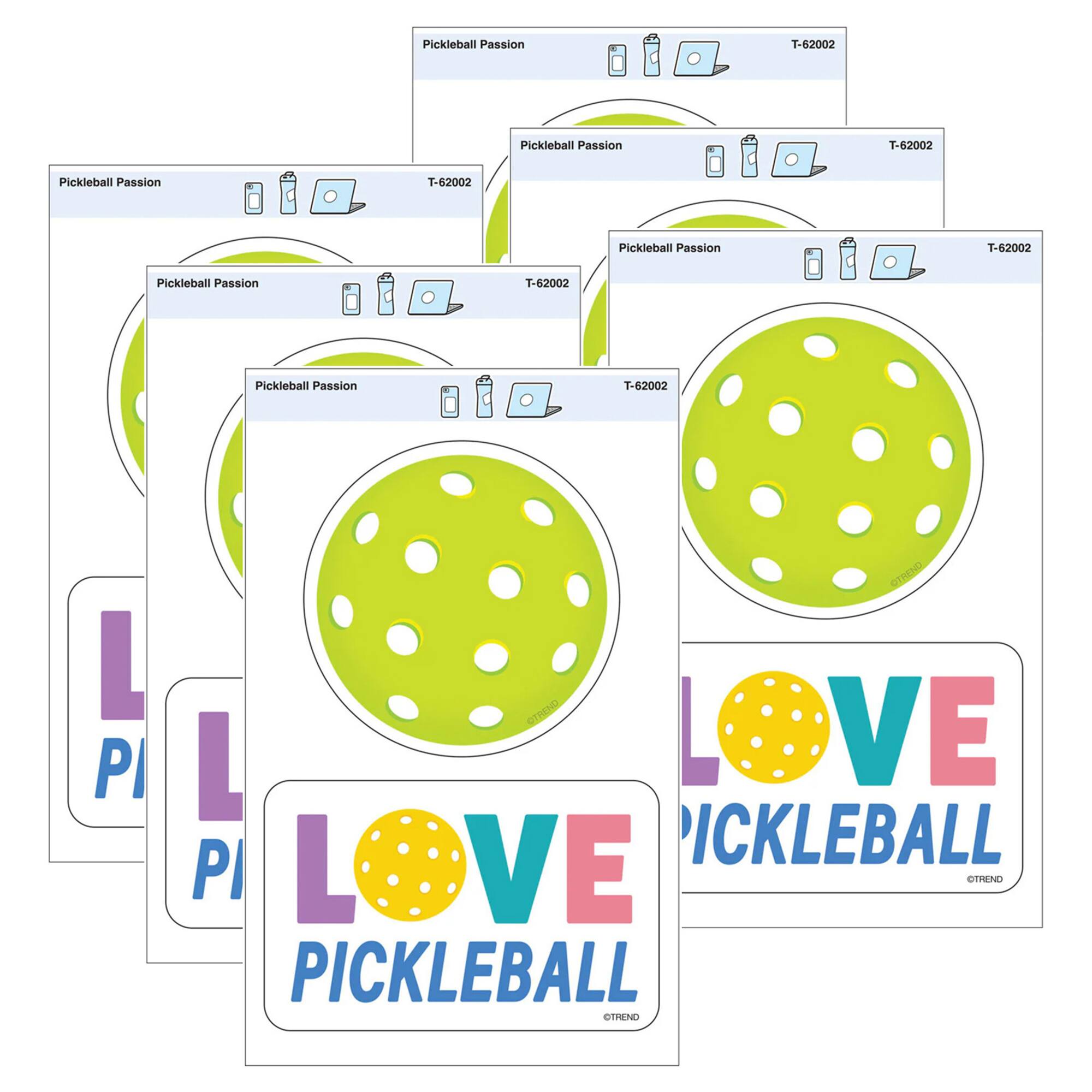 TREND Enterprises® Pickleball Passion Vinyl Stickers, 6 Packs of 2
